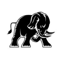 Angry Elephant Charging Attacking Side View Mascot Woodcut Black and White vector