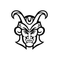 Head of Loki Norse God Front View Mascot Black and White vector