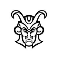 Head of Loki Norse God Front View Mascot Black and White vector