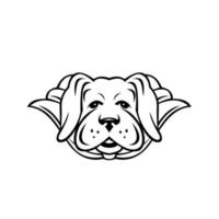 Super Yellow Labrador Dog Wearing Cape Front View Black and White vector