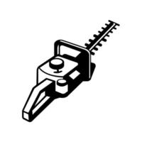 Hedge Trimmer or Hedge Cutter Viewed from a High Angle Retro Black and White vector