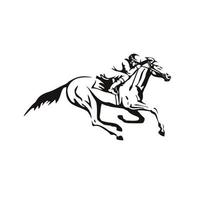 Jockey Riding Horse Horseback or Horse Racing Retro Black and White vector