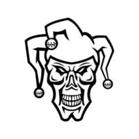 Head of a Court Jester or Joker Skull Skull Front View Mascot Black and White vector