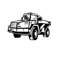 Mining Dump Truck Retro Woodcut Black and White vector