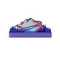 Flowing Film Strip Mountain and Trees WPA Retro vector