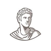 mascota del busto del emperador romano antiguo vector