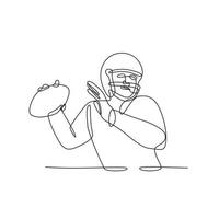 American Football Quarterback About to Throw Ball Continuous Line Drawing vector