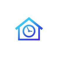 house and time, icon with a clock vector