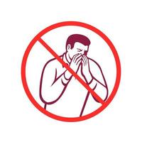 Sneezing or Coughing Into Hand Icon Circle Retro vector