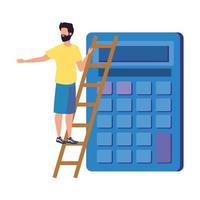 young man with calculator character vector