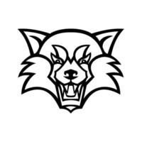 Head of an Angry Red Panda or Red Bear-Cat Front View Mascot Black and White vector