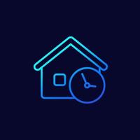 house and time linear icon vector