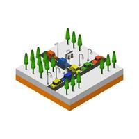 Illustrated Isometric Road Crossing On White Background vector