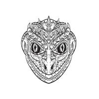 Head of a Reptilian Humanoid or Anthropomorphic Reptile Part Human Part Lizard Line Art Drawing vector