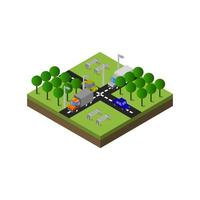 Illustrated Isometric Road Crossing On White Background vector