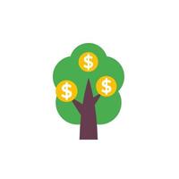 icono de vector de árbol de dinero en blanco