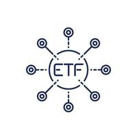 icono de línea etf, fondos cotizados en bolsa vector