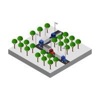 Illustrated Isometric Road Crossing On White Background vector