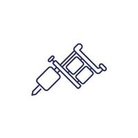 tattoo machine line icon on white vector