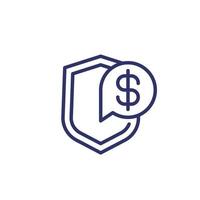 insurance money line icon on white vector