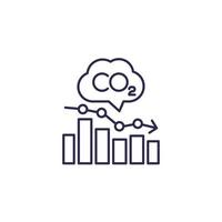 co2, icono de línea de gráfico de niveles de emisiones de carbono vector