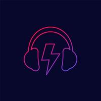 music and sound line icon with headphones vector