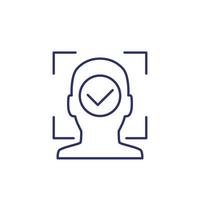 facial recognition icon, biometric face scanning line vector