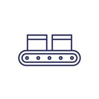 conveyor and boxes line icon on white vector