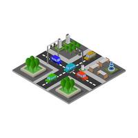 Isometric Road Crossing Illustrated In Vector On White Background