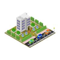 Isometric Hotel Illustrated On White Background vector