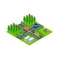 Isometric Road Crossing Illustrated In Vector On White Background