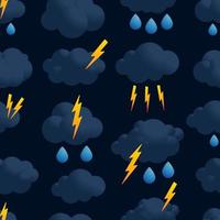 Lightning cloud rain seamless pattern vector. Thunder dark cloud pattern seamless in simple style vector illustration