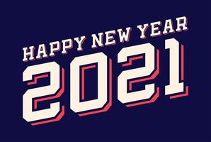 Sport style modern professional happy new year typography 2021 number design for greeting card vector