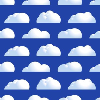 Vector Cloud seamless pattern. Natural air with fluffy cloudscape, atmosphere repeated decorative design. Vector flat style cartoon illustration