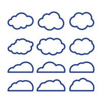 Clouds line art vector icon. Storage solution element, databases, networking, software image, cloud and meteorology concept. Vector line art illustration isolated on white background