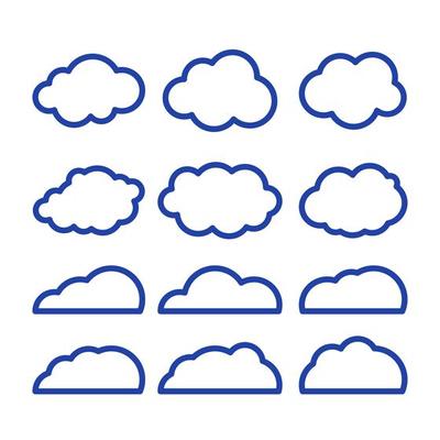 Clouds line art vector icon. Storage solution element, databases, networking, software image, cloud and meteorology concept. Vector line art illustration isolated on white background