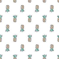 Tropical Cute hand drawn doodle pineapple seamless pattern. Kids Textile pattern white background vector