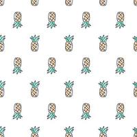 tropical lindo dibujado a mano doodle piña de patrones sin fisuras. niños patrón textil fondo blanco vector