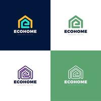 logotipo vectorial minimalista de casa y letra e. concepto de casa ecológica. vector