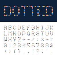 Vector Dotted font, alphabet. Retro or pop style geometrical Colorful dotted font, alphabet illustration