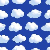 vector nube de patrones sin fisuras. aire natural con nubes mullidas, atmósfera repetida diseño decorativo. ilustración de dibujos animados de estilo plano de vector