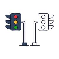 Traffic light icon vector from driving school collection in doodle style. Thin line traffic light outline icon vector illustration.