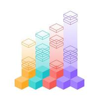 Isometric infographics, bar chart, diagram with elements steps. Vector templates