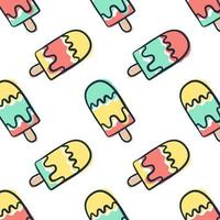 Hand draw doodle Ice cream seamless pattern. Summer background design vector