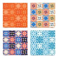 Set Abstract multicolored pixels squares textured background. Seamless vector pattern.