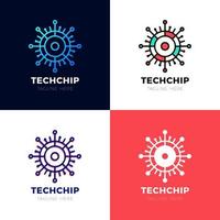 Technology - vector logo template for corporate identity. Abstract chip sign. Network, internet tech concept illustration. Design element.