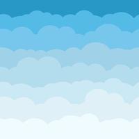 Cloud sky cartoon background. Blue sky with white clouds flat poster or flyer, cloudscape panorama pattern vector. Seamless colored abstract fluffy texture vector