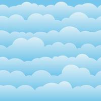 Cloud sky cartoon background. Blue sky with white clouds flat poster or flyer, cloudscape panorama pattern vector. Seamless colored abstract fluffy texture vector