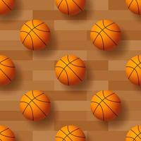 Seamless pattern with basketball ball. Vector illustration. Ideal for wallpaper, cover, wrapper, packaging, fabric, textile design and any kind of decoration.