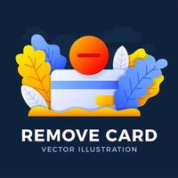 Remove Credit Card Vector stock illustration isolated on a dark background. Bank account closing concept. Termination of the contract. Removing a bank credit card.